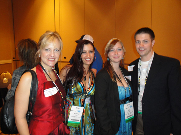 The PMG team grabs a photo with Michael Coley of ABestWeb before the ABestWeb party