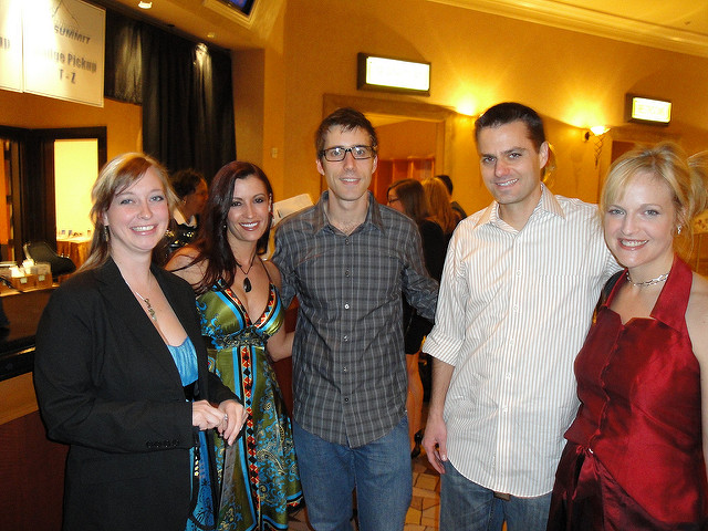 PMG girls Kat, Amber, and Clarissa meet with Brook and Forrest Schaaf before the ABestWeb party